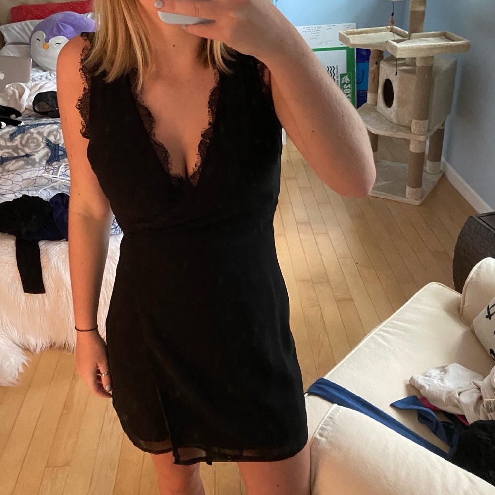 Black lace wrap dress from revolve